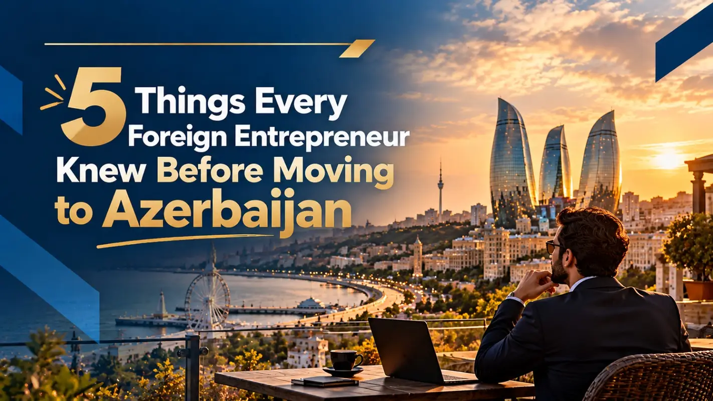 Foreign entrepreneur planning business strategy with local partners in Azerbaijan