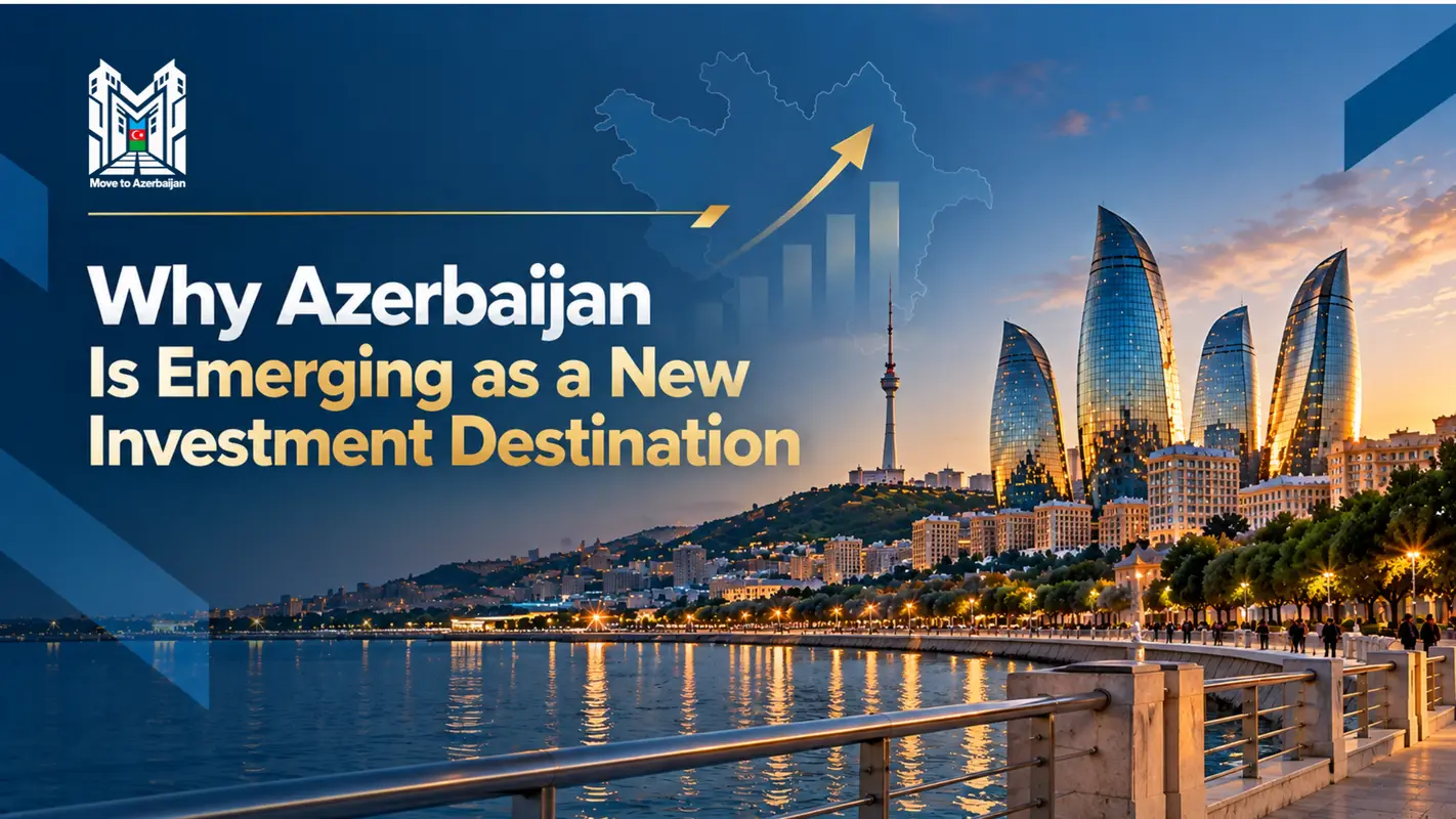 Modern business district in Baku, Azerbaijan symbolizing economic growth